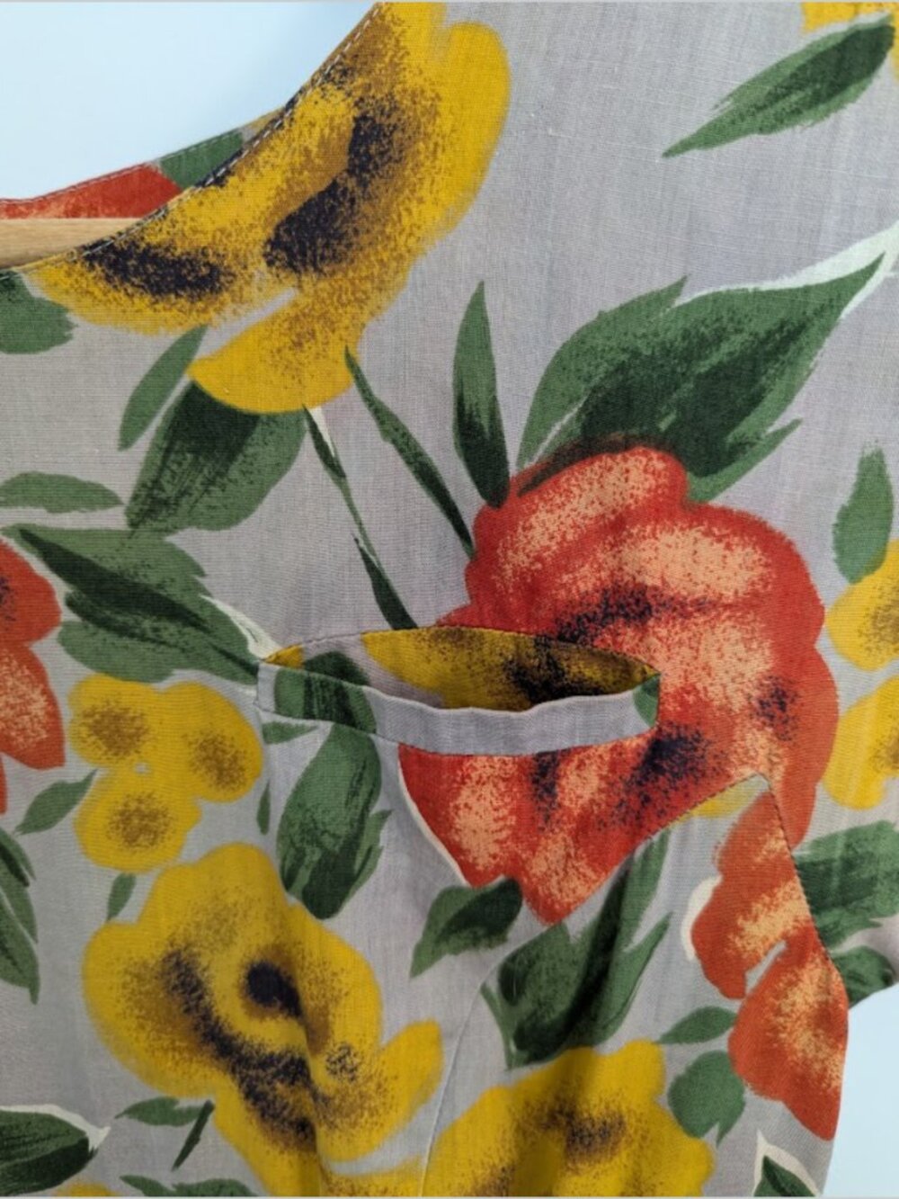 Vintage Cotton Poplin Dress Full Button Back Lined Brunch Floral Romantic - Picture 11 of 16